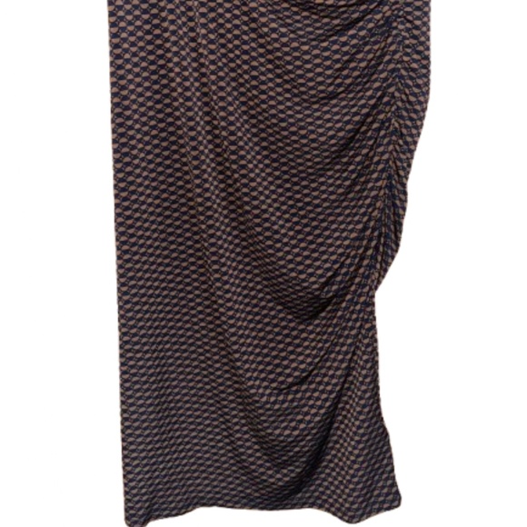 Michael Kors Women Black & Brown C Print Faux Wrap Ruched Sheath Formal Dress XL - Picture 4 of 7